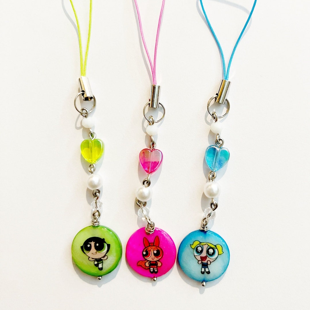 Handmade Beaded Powerpuff Girls Phone Charms Etsy