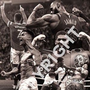 Sports Motivation Poster, Fitness, Gym, incl. Christiano Ronaldo, LeBron James & Anthony Joshua