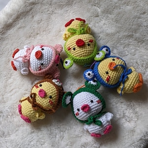 Crochet ducks keychain