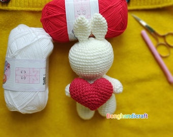 Crochet Bunny with Red Heart