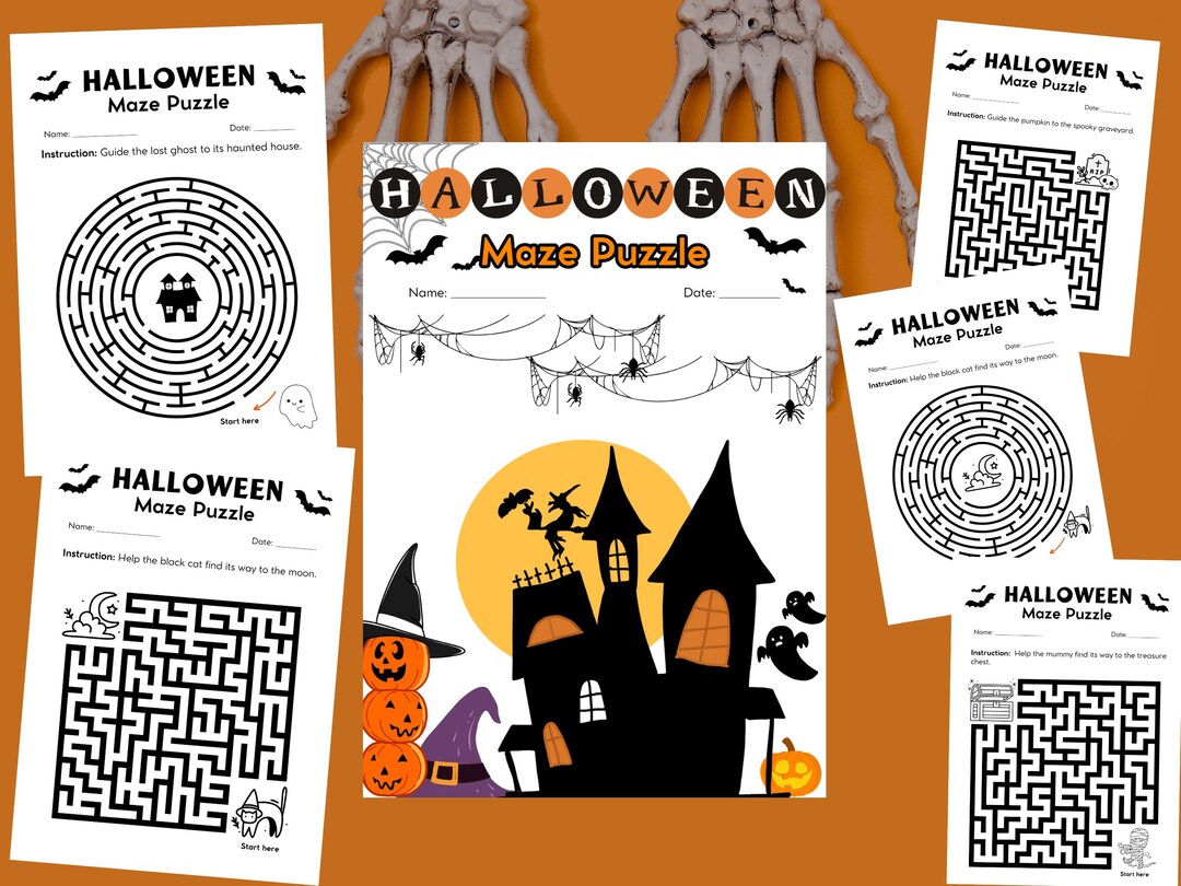 Maze Puzzle Halloween Theme, Kids, Fall, Autumn, Halloween, Spooky, Boo ...