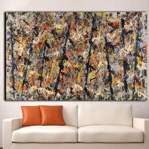 Pollock Canvas Art,Jackson Pollock Art, Abstrac,Blue Poles,Painting,Jackson Pollock Abstract Print on Canvas Wall Art Print Living Room Wall