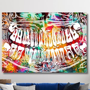 Abstrakte Zähne Leinwand Wandkunst, Zahnmedizin Poster, Geschenk für den Zahnarzt, Dentisrty, Zahnarztpraxis Leinwand Wandkunst, Graffiti Leinwanddruck