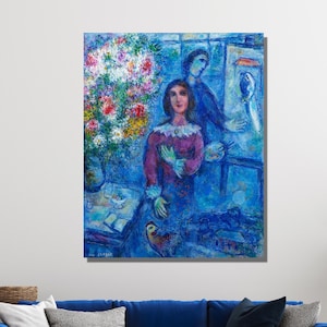 Marc CHAGALL Art,Chagall la Mariee Canvas Wall Art,Marc CHAGALL Woman Canvas,Surrealism Canvas Wall Art,Marc Chagall Painting Wall Art Print