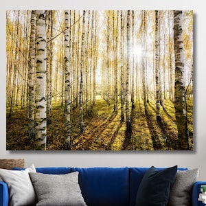 Berken canvas bomen canvaskunst berkenbos berkenbos kunst bomen in bos landschapskunst bos decor witte bos berken vakantie cadeau