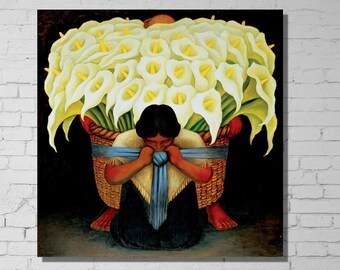 Diego Rivera the Flower Seller Canvas Print, Famous Painting