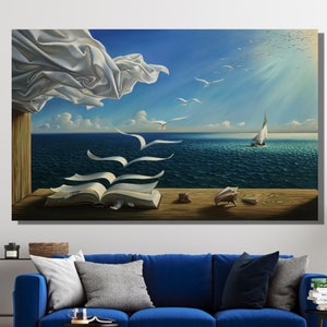 Salvador Dali Book to Birds Riproduzione artistica su tela Decorazione per la casa Poster Salvador Dali Tela Dali Stampa Salvador Dali Tela Mare