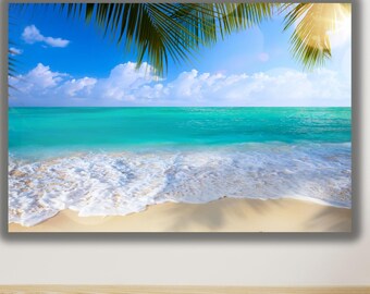 Tropical Island Beach Canvas, Large Wall Art Canvas Print, Ocean Extra Large Art Canvas, Beach Canvas Wall Art,Ocean print Art,Ready To Hang