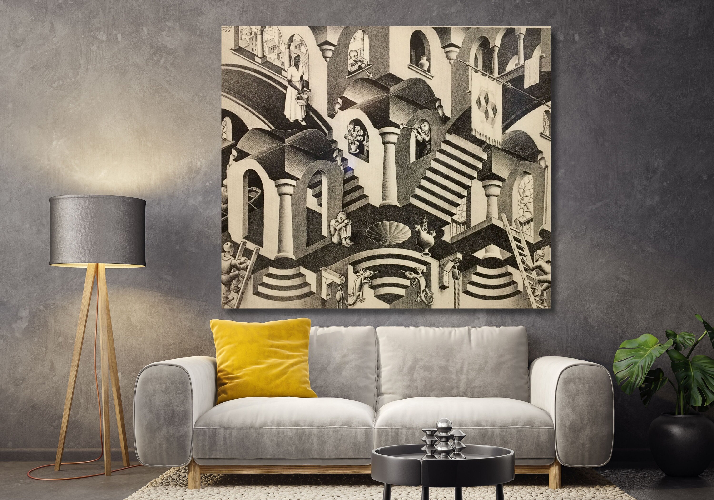 エッシャーの階段の錯視キャンバスプリント、エッシャーの凹凸