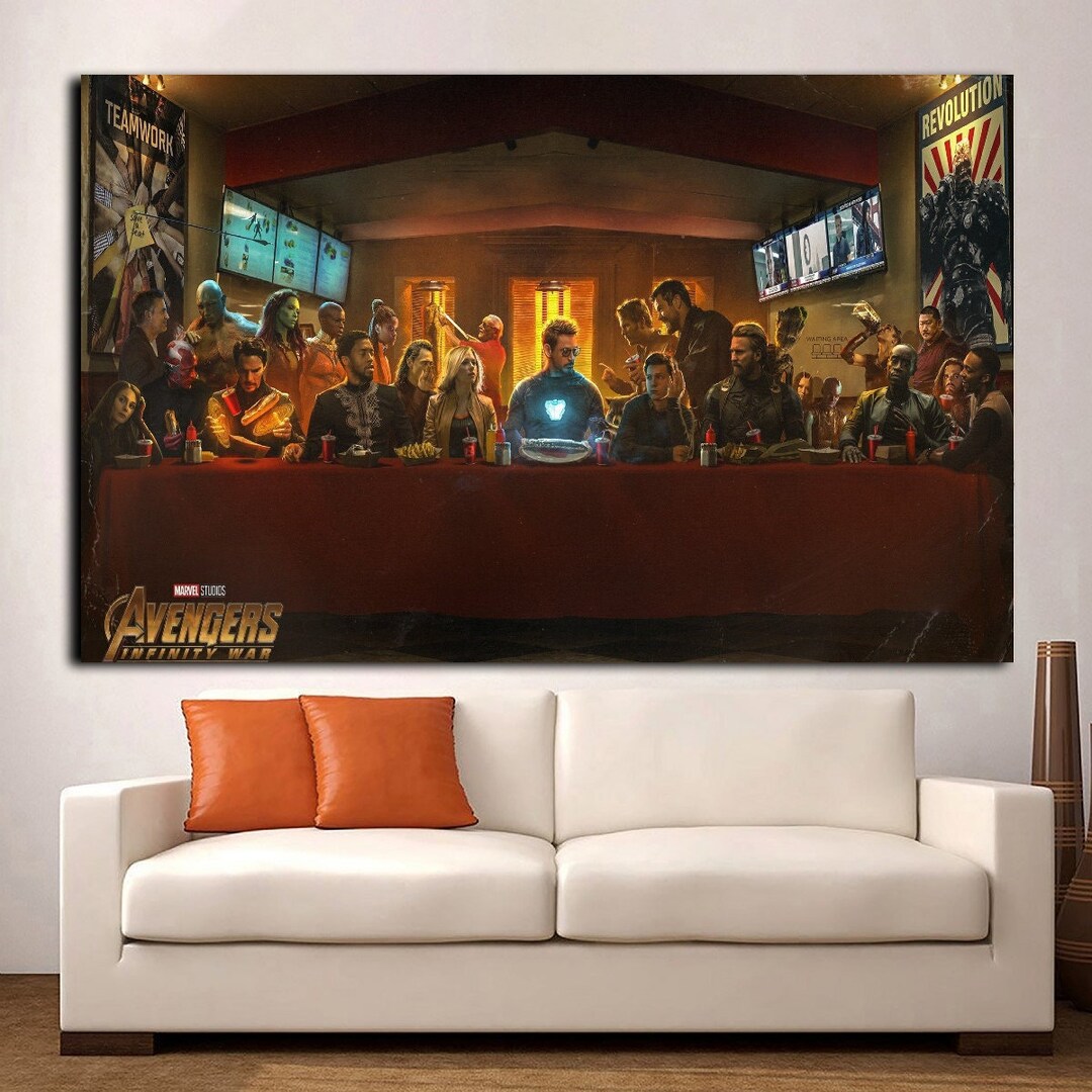 Marvel Avengers Last Supper Canvas Wall Art, Avengers Wall Decor