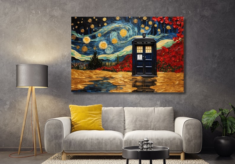 Doctor Who Tardis Box Vincent Van Gogh Canvas,the Starry Night Style ...