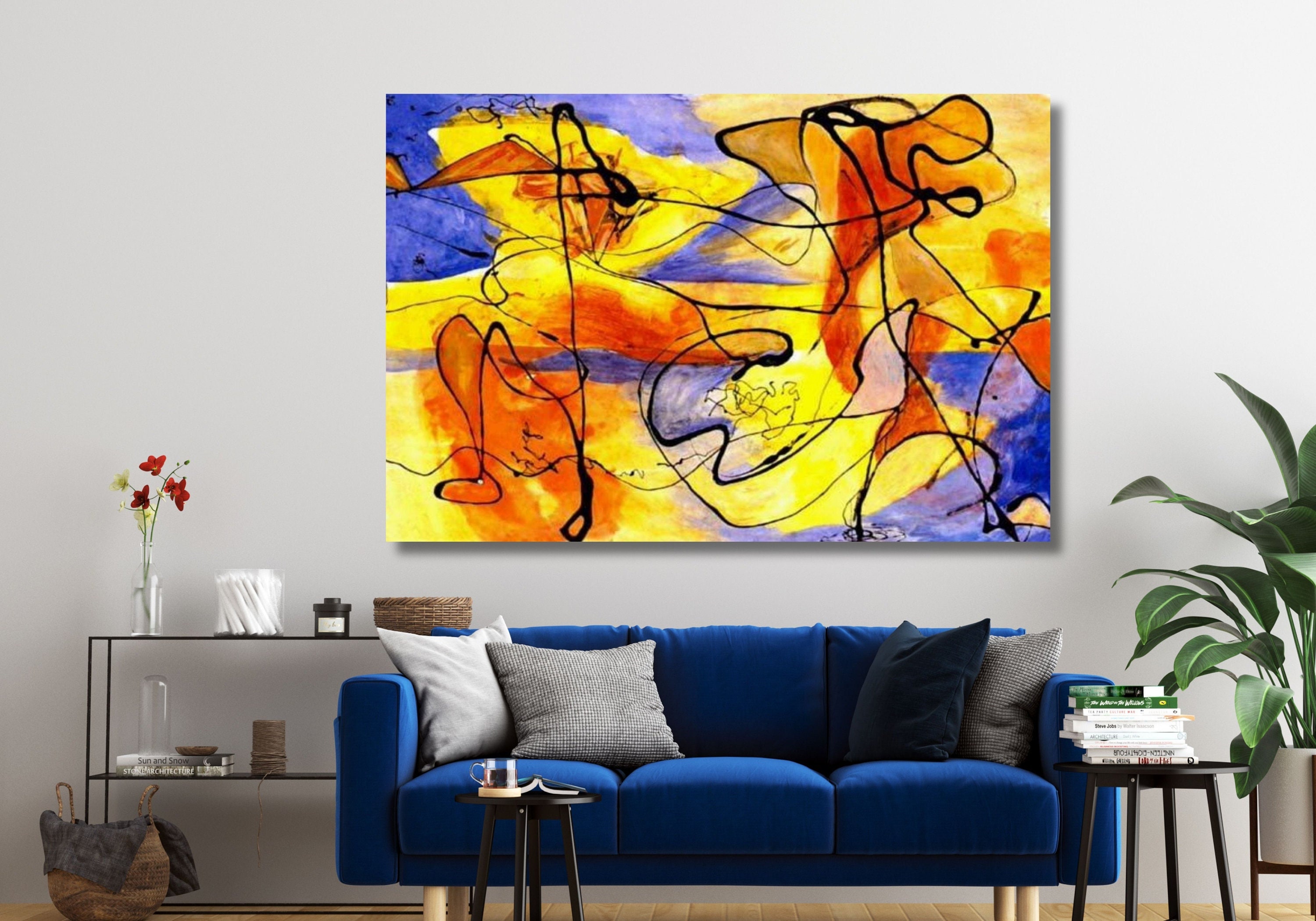 ジャクソン・ポロック抽象画キャンバスウォールアートプリント、モダン