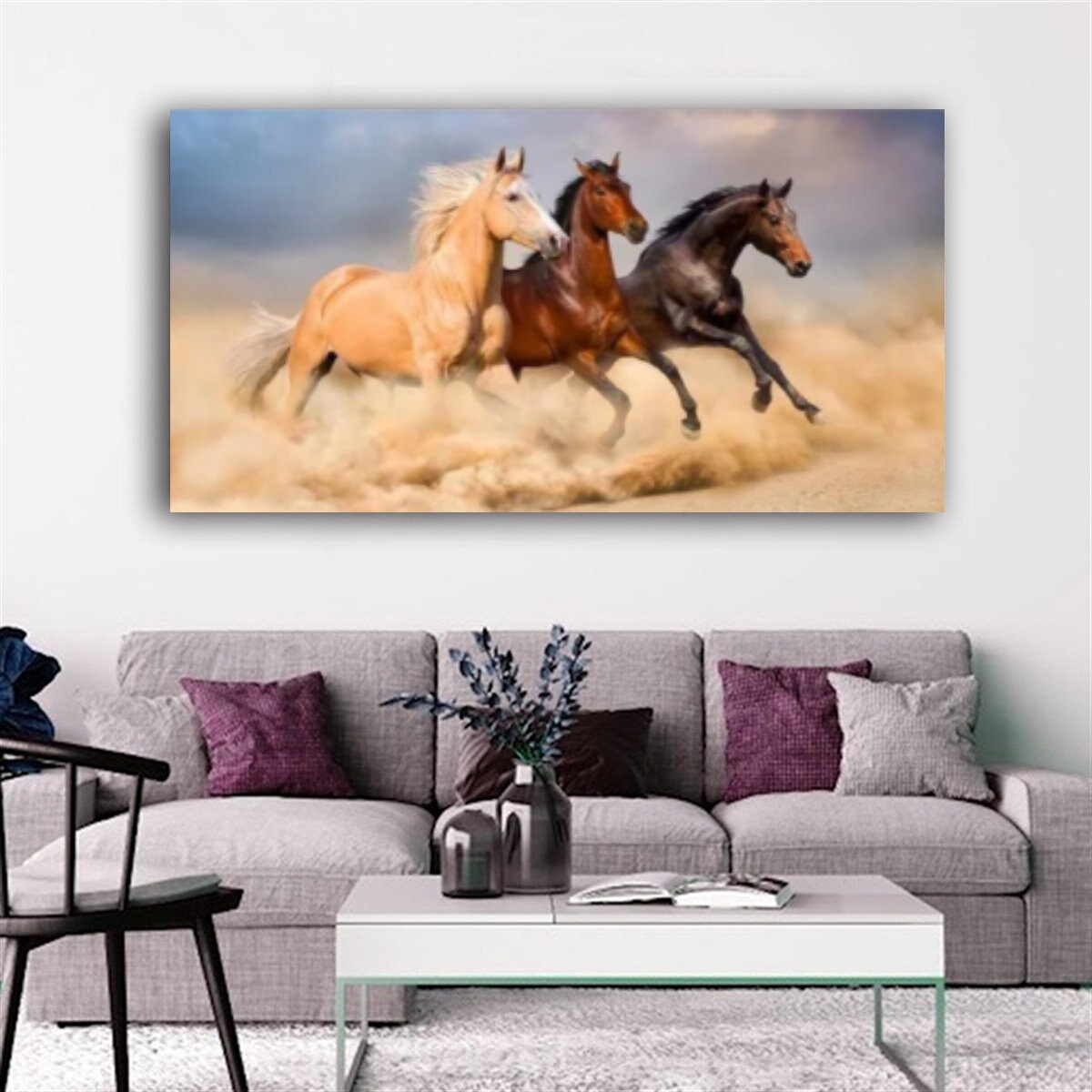 Running Horses Canvas Print Painting,colorful Animal Wall Art,modern ...