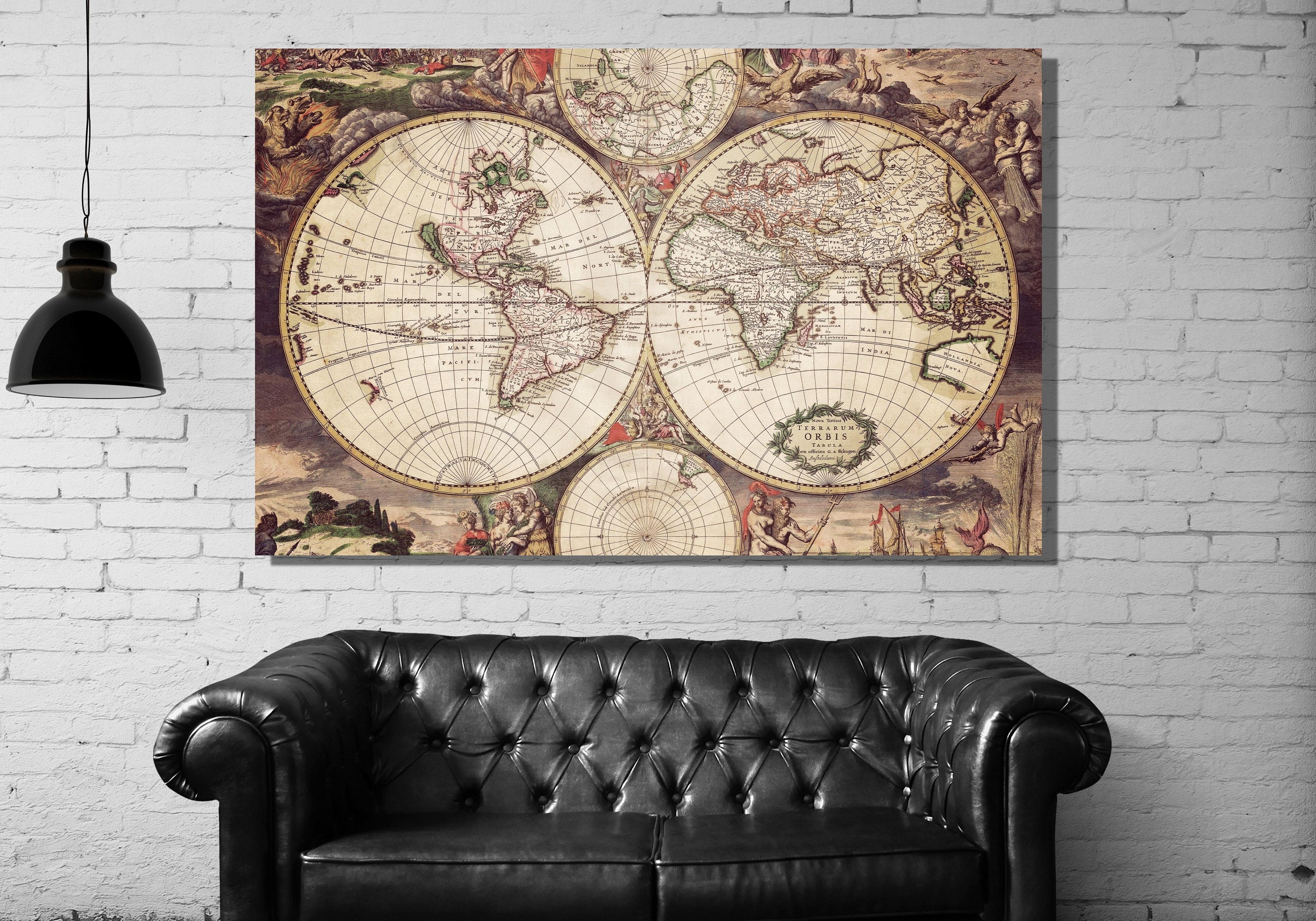 Antique Map of the World Poster, Vintage World Map Print Wall Art ...