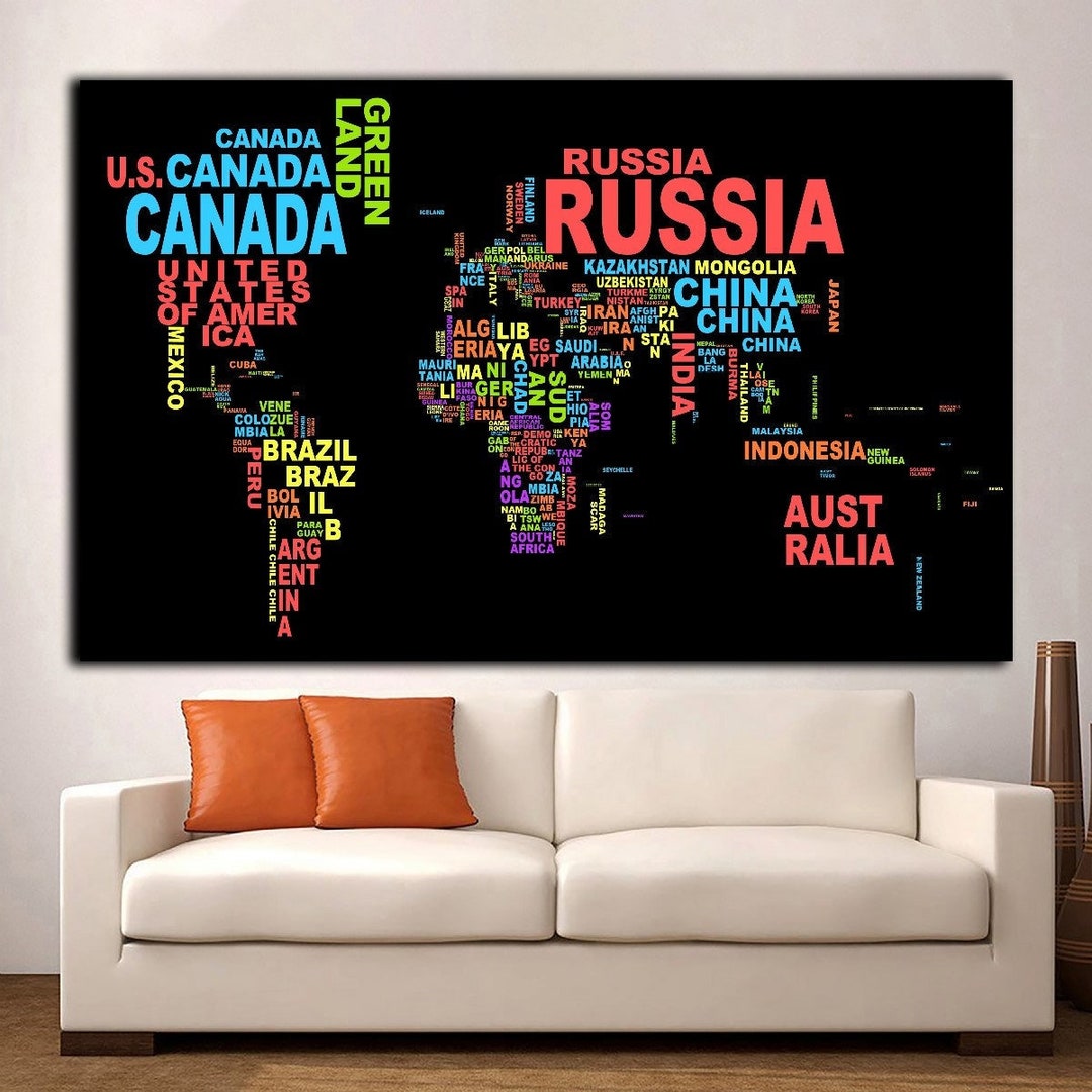 Map World Map Wall Art, Map of the World Canvas, Map of the World, Map