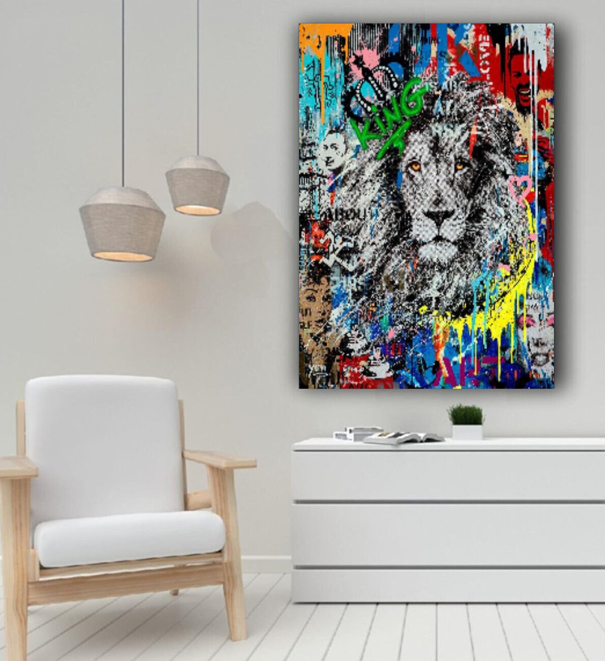 Graffiti Lion Hanginglion Graffiti Canvas Lion Canvas Print Etsy