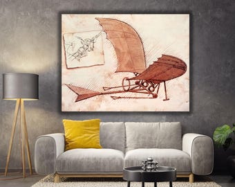 レオナルド・ダ・ヴィンチ作「フライングマシン」キャンバス