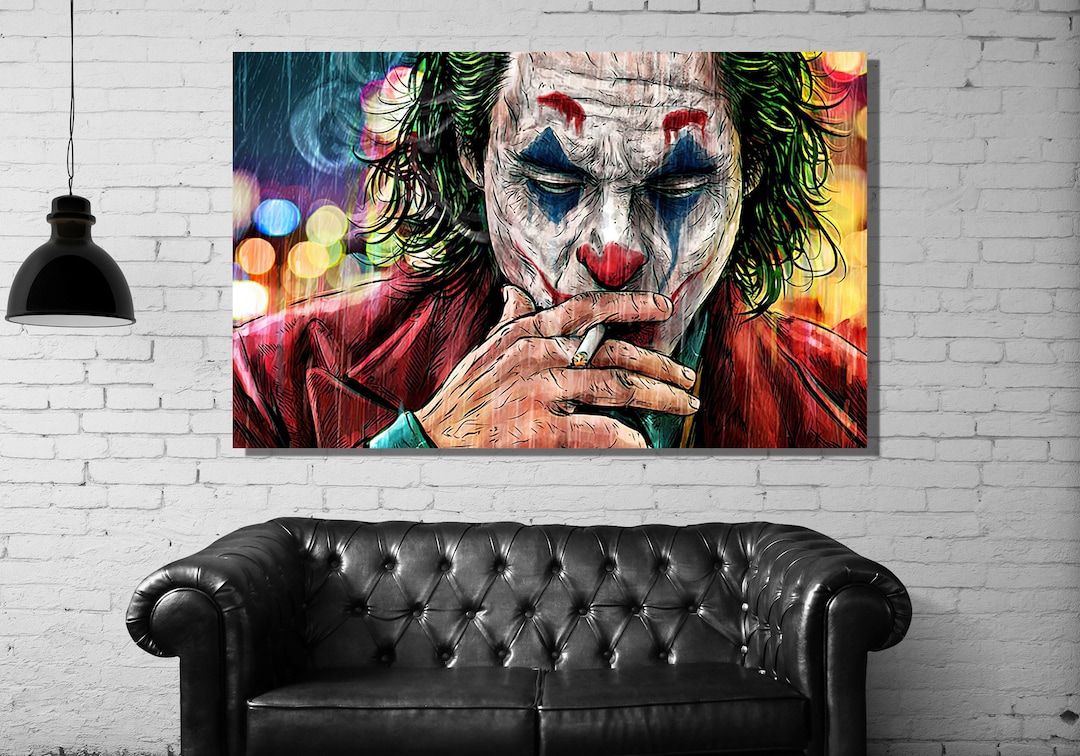 Smoking Joker Canvas Wall Art Joker Canvas Wall Art Joker Painting Extra Large Wall Art Joker