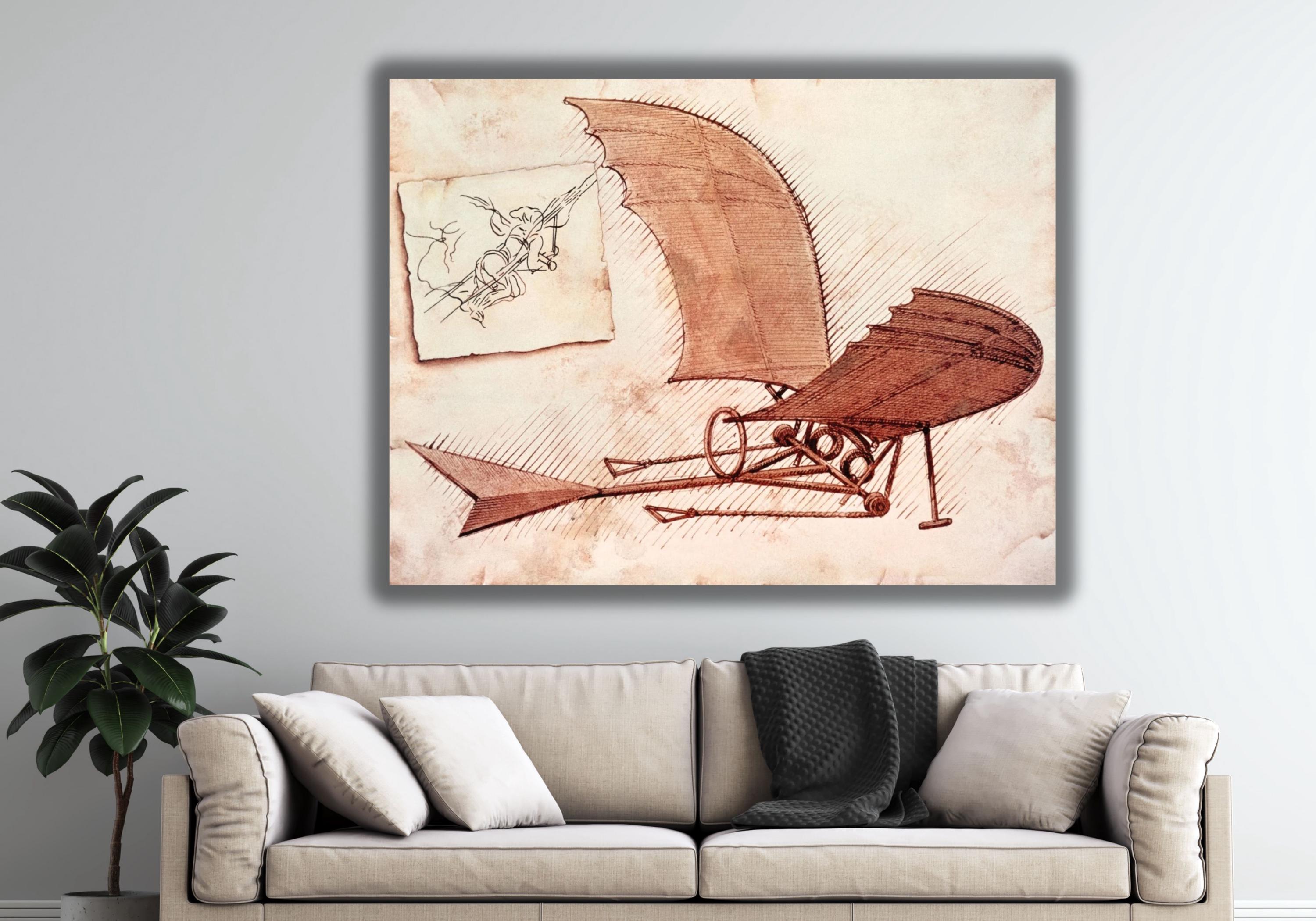 レオナルド・ダ・ヴィンチ作「フライングマシン」キャンバス