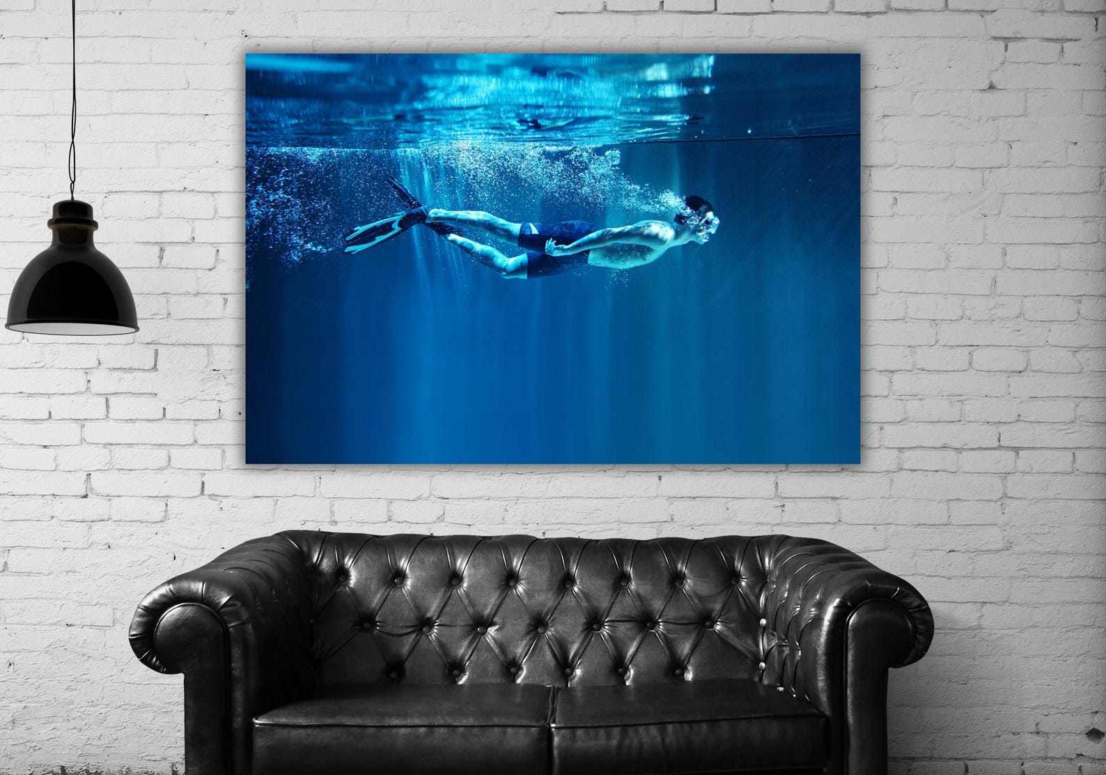 Swimmer Underwater Wall Art, Professional Swimmer Canvas,jump in Water ...