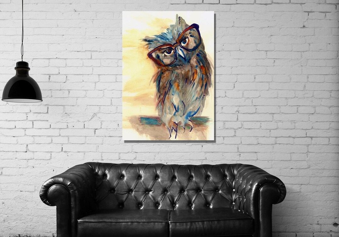 Wise Owl Oil Painting Wise Owl Canvas Wall Art Wise Owl Wall Etsy