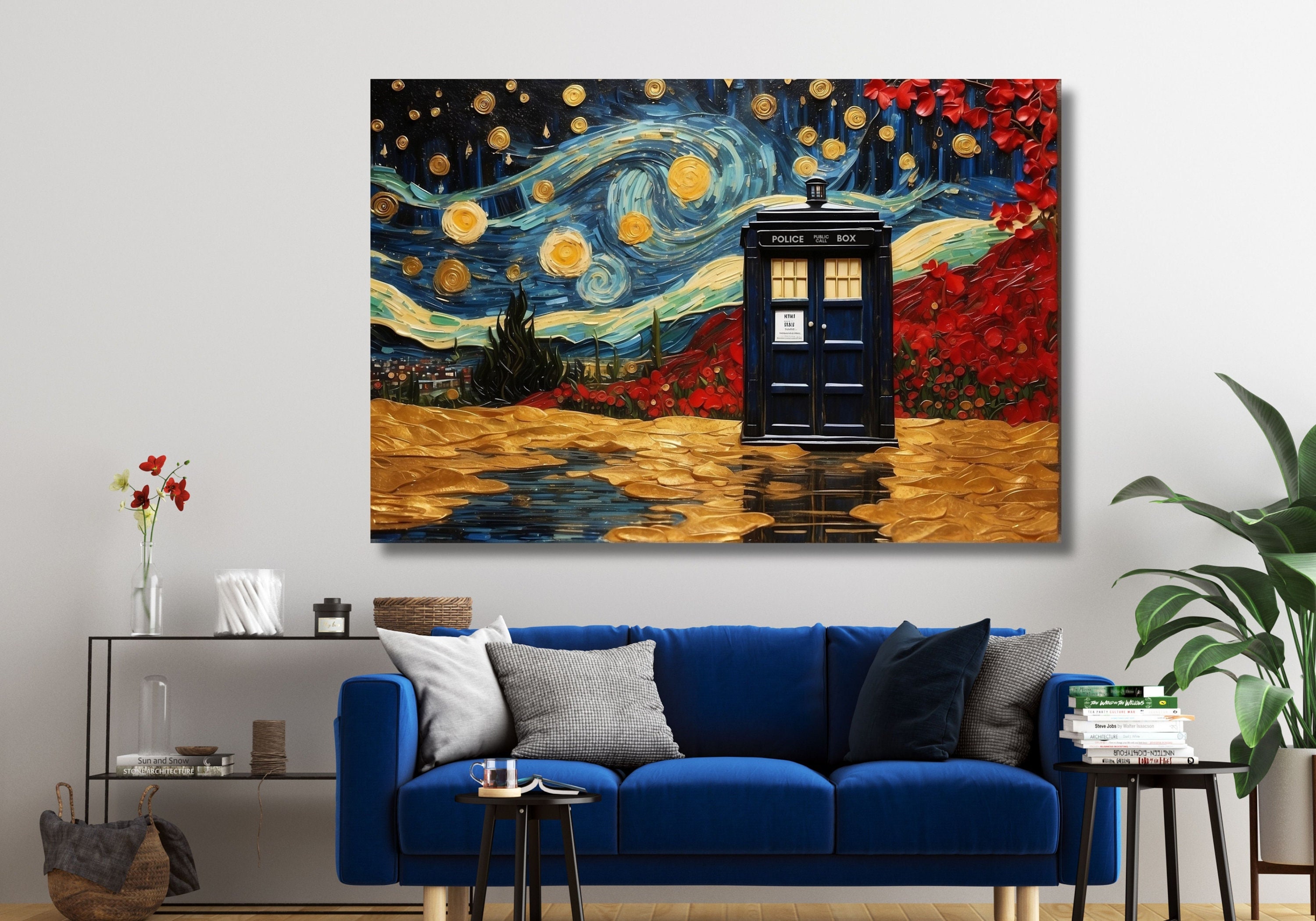 Doctor Who Tardis Box Vincent Van Gogh Canvas,the Starry Night Style ...