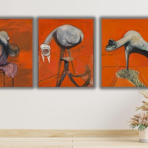 Set of 3 Three Studies for Figures at the Base of a Crucifixion Francis Bacon Canvas Poster, Bacon Art,Francis Bacon Triptych, Ready to Hang