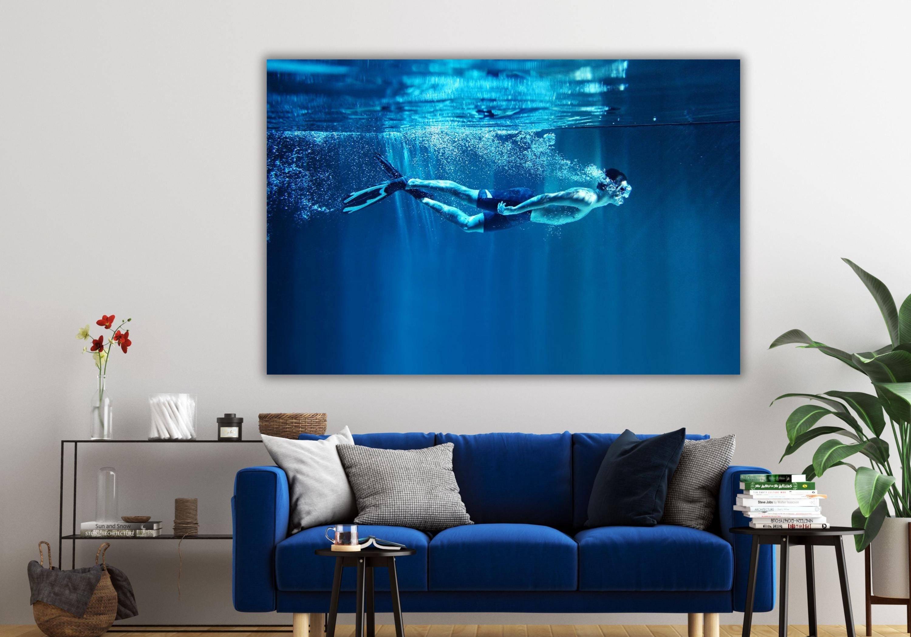 Swimmer Underwater Wall Art, Professional Swimmer Canvas,jump in Water ...