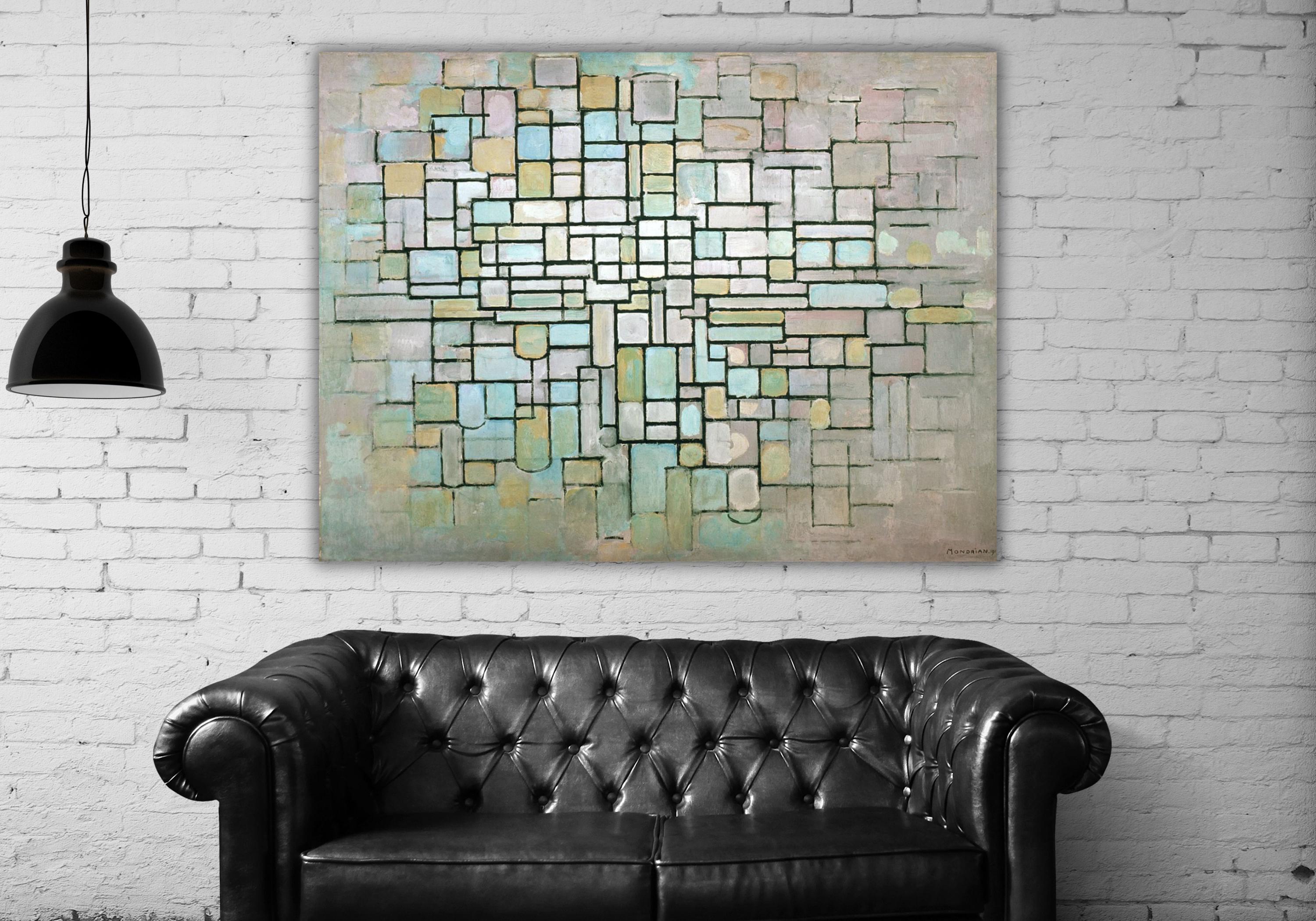 Piet Mondrian Compostion Noii Blue Gray and Pink 1913 Canvas