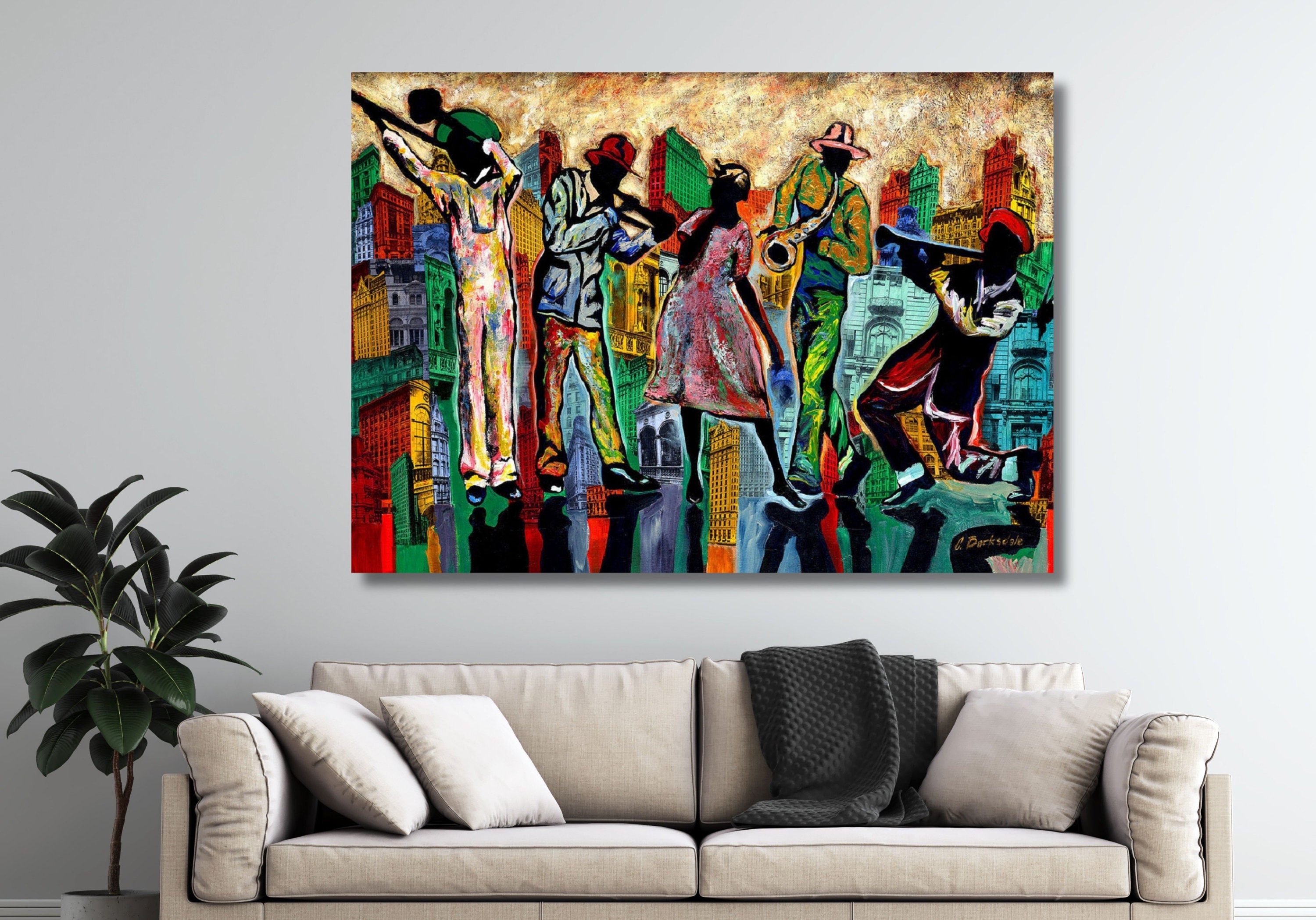 Abstract Jazz Music Printing, Music Wall Decor, Modern Canvas Art 
