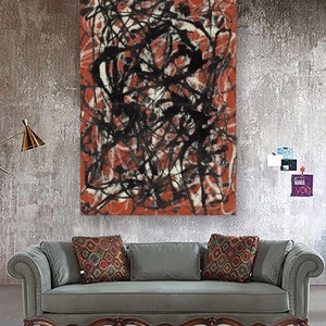 Leinwand-Ölgemälde Jackson Pollock 'Free Form' – Moderner Wandbild-Deko Mit Rahmen, 60x80 Cm