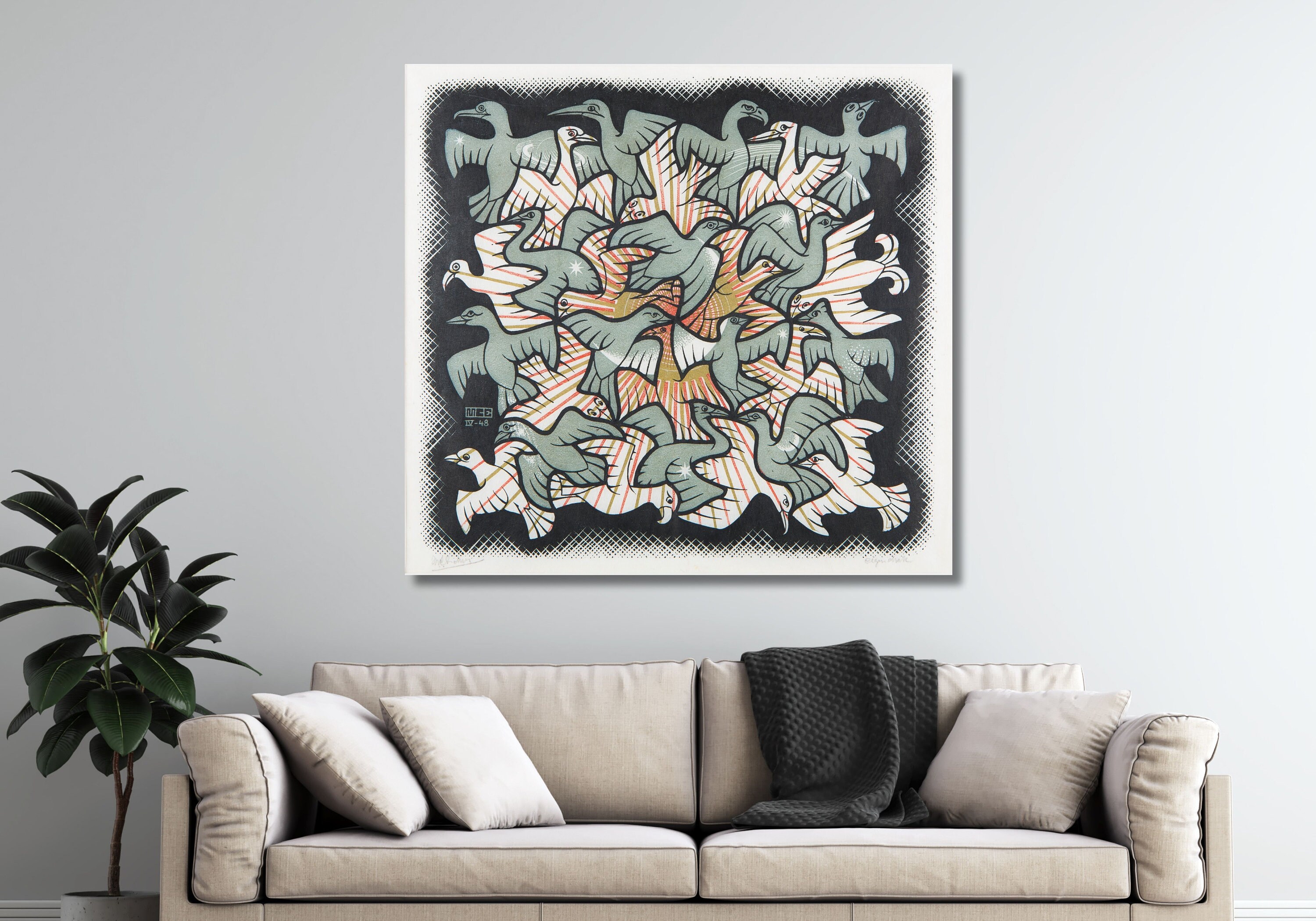 Maurits Cornelis Escher Sun and Moon Canvas,escher Poster