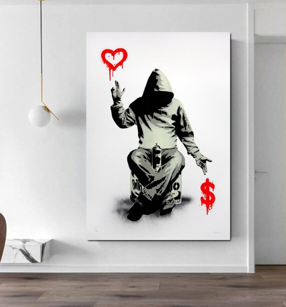 Banksy Love Over Money Canvas Print,love or Money Canvas Art