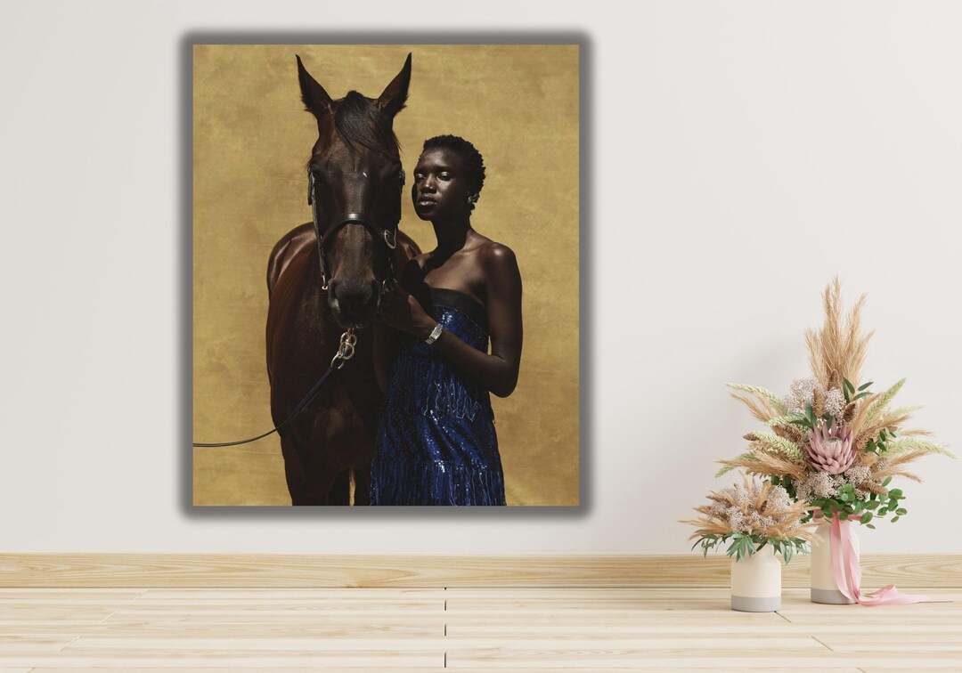 Black African Model and Horse Canvas Art,black Woman Print Wall Art ...