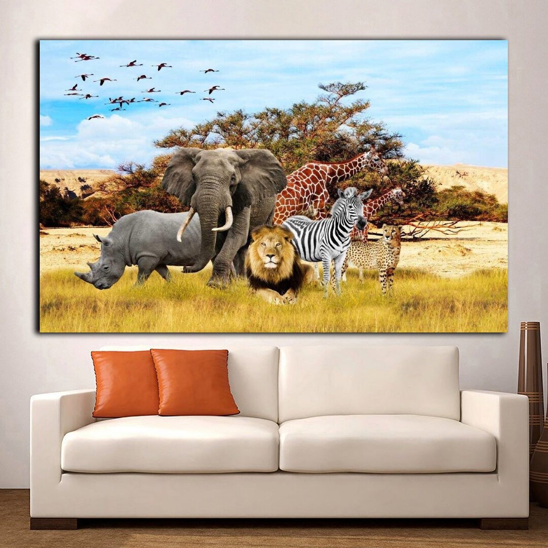 Cute African Animals Wall Art,canvas Wall Art Prints Nature Pictures Children Kids Decoration