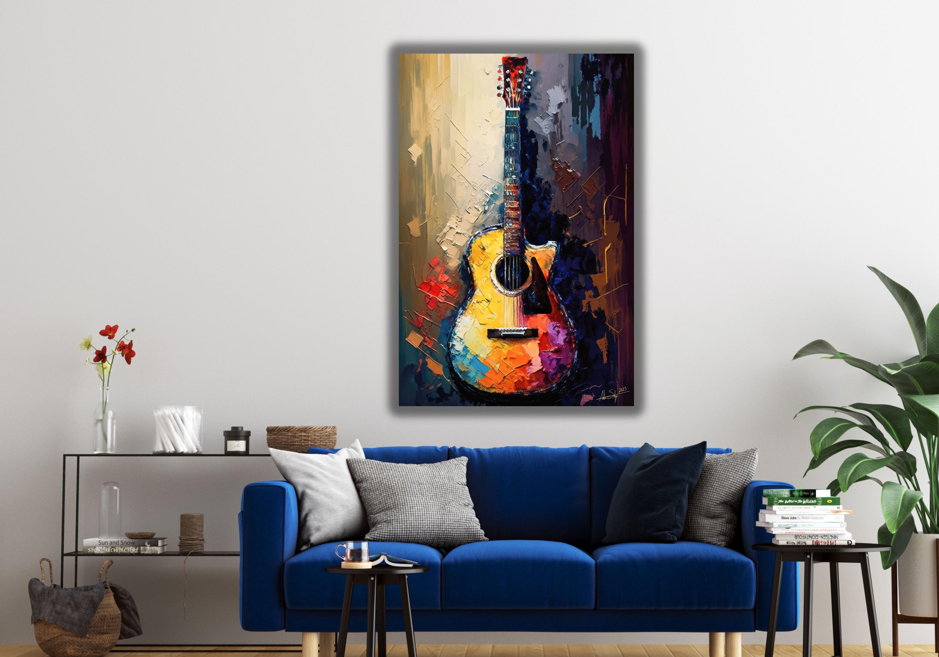 1art1 Guitars Poster Art Print on Canvas Guitar Heaven, Rock