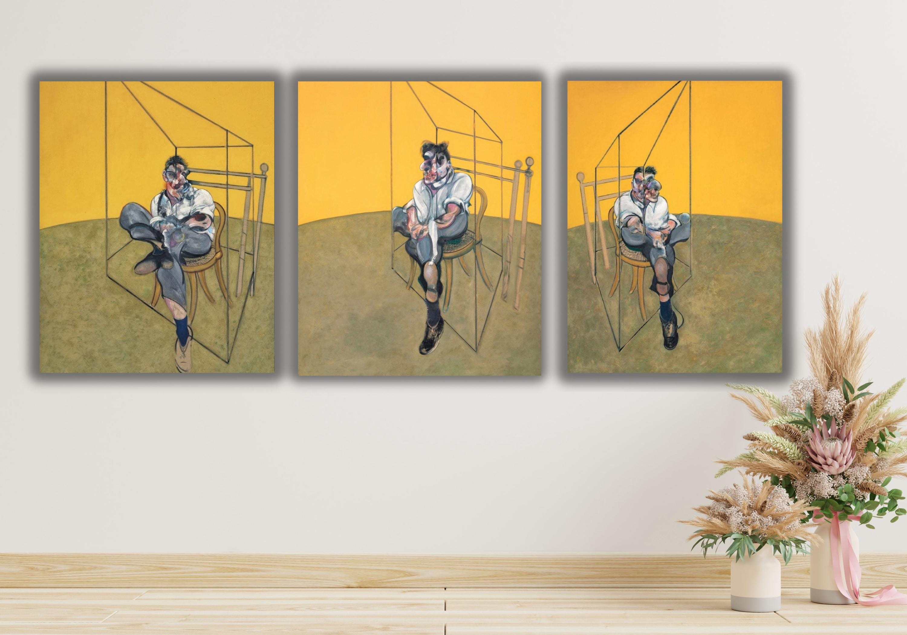 Set of 3 Three Studies of Lucian Freud Canvas Print, Francis Bacon