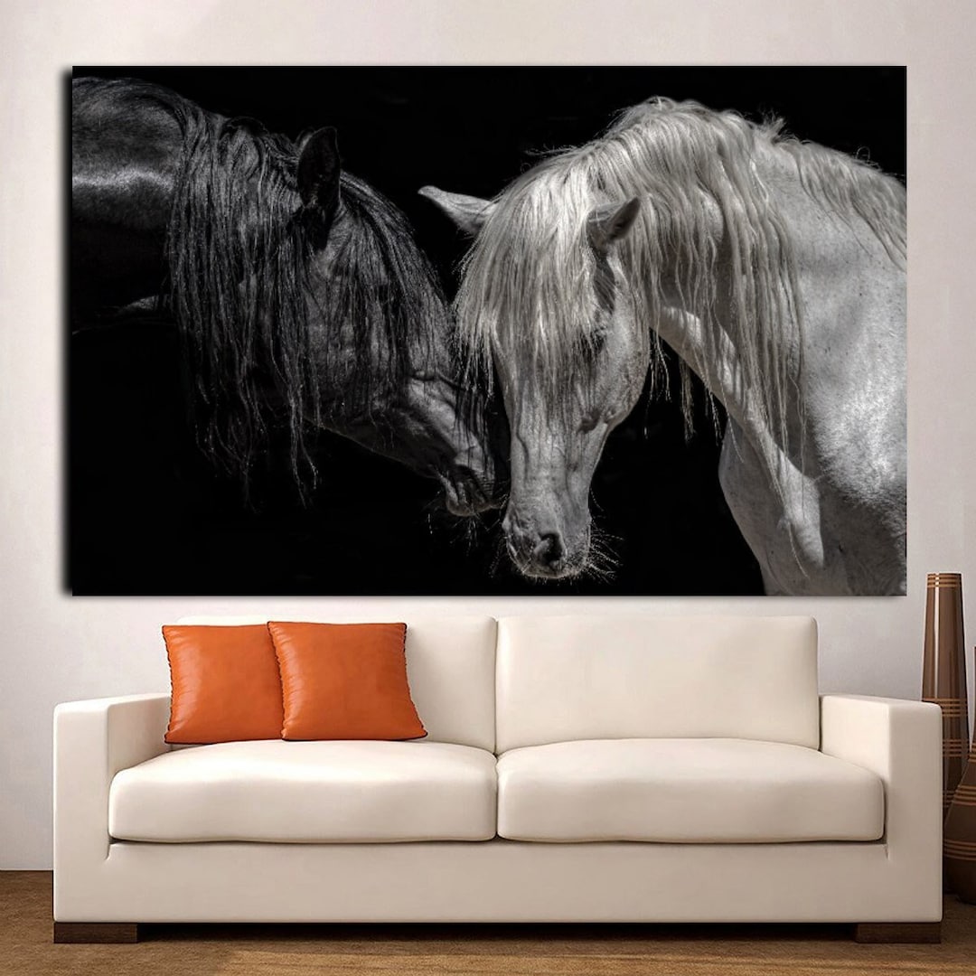 Black and White Horse Wall Art, Horse Wall Art, Horse Canvas Art, Horse