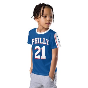 Personalized Philadelphia Basketball Team Blue Jersey - Kid / Toddler Tee - Fast Free Shipping Included