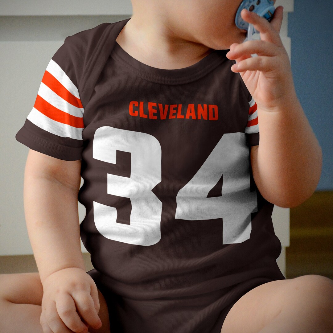 Personalized Cleveland Football Team Brown Jersey Baby Onesie Fast Free