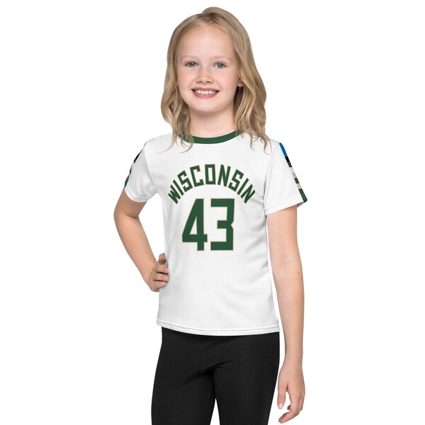 Personalized Milwaukee Basketball Team White Jersey - Kid / Toddler Tee - Fast Free Shipping Included