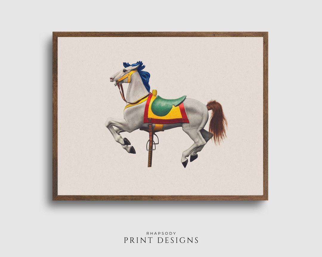PRINTABLE Vintage Carousel Horse Wall Art. Merrygoround Etsy