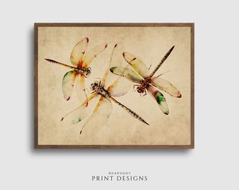 Printable Chinese Watercolor Painting Dragonfly Wall Art - Etsy