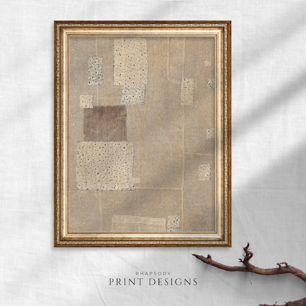 Neutral Beige Vintage Patchwork textile Wall Art. Farmhouse Eclectic Print. Antique fabric PRINTABLE wall art. Instant download art.