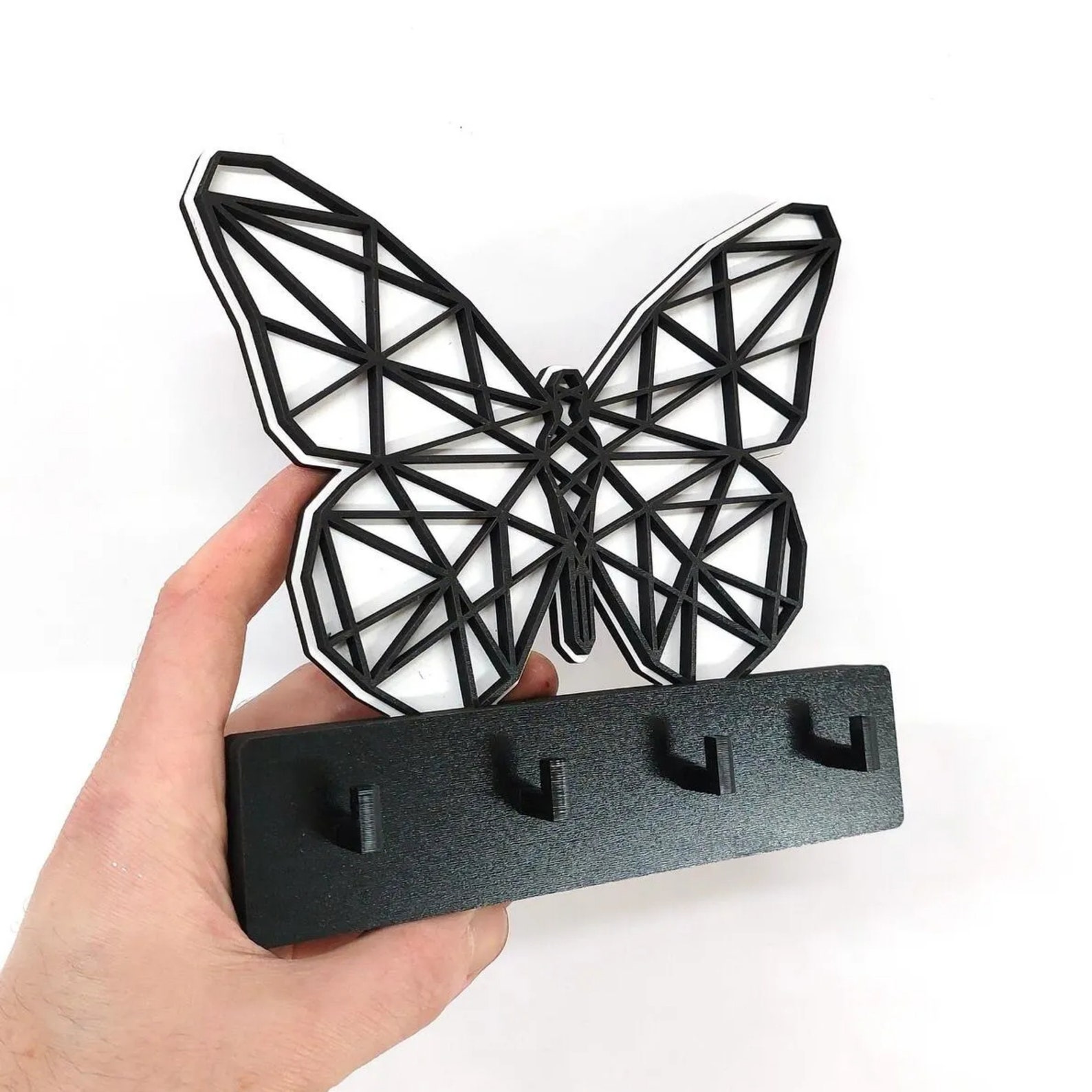 Handcrafted Geometric Butterfly Key Holder Elegant & Decorative Wall ...