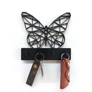 Handcrafted Geometric Butterfly Key Holder – Elegant & Decorative Wall ...