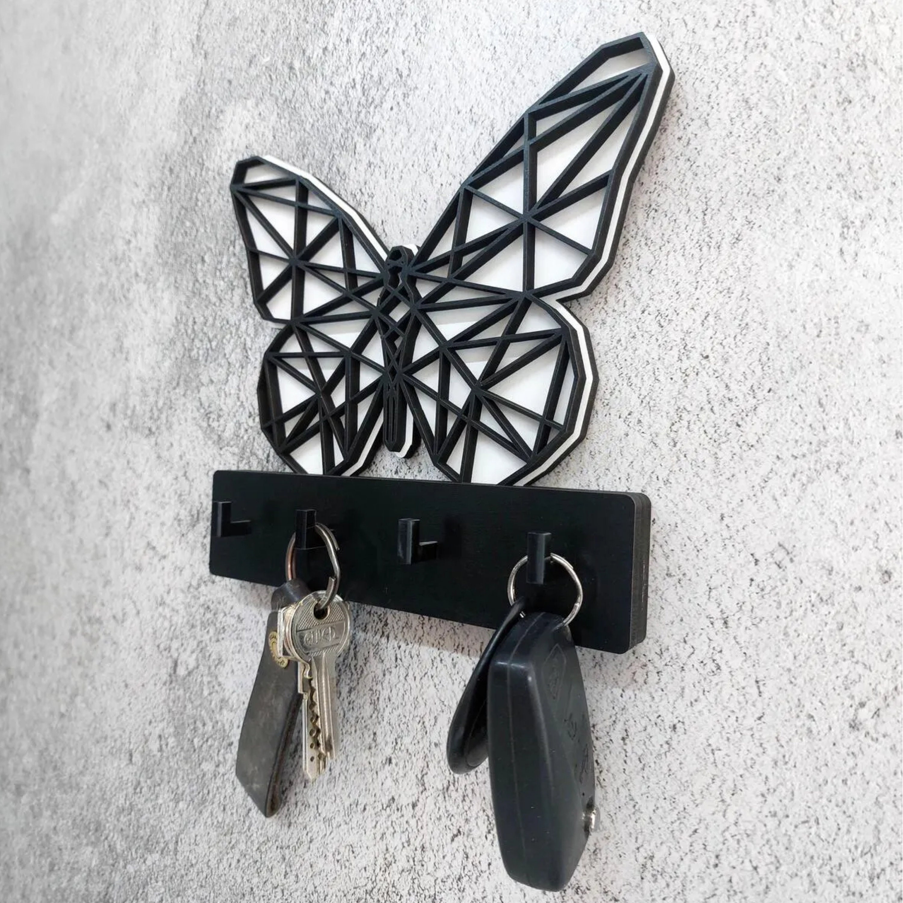 Handcrafted Geometric Butterfly Key Holder – Elegant & Decorative Wall ...