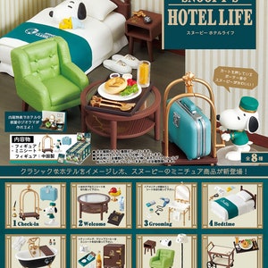 Re-ment Dollhouse - Miniature Snoopy&#39;s Hotel Life - Box 4 Bedtime