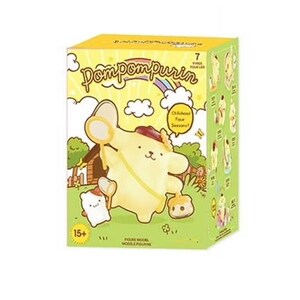 K&ouml;nnte beinhalten: Eine gelb-gr&uuml;ne Box mit der Figur Pompompurin, die ein Netz und eine Handtasche h&auml;lt. Auf der Box steht "Pompompurin" und "Childhood Four Seasons!". Au&szlig;erdem steht auf der Box "15+" und "Figure Model".