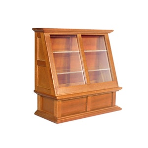 Miniature 1:12 Scale - Dollhouse Cake Sweets Display Cabinet, Wooden Bakery Showcase Counter - 2 Colors - Walnut / White